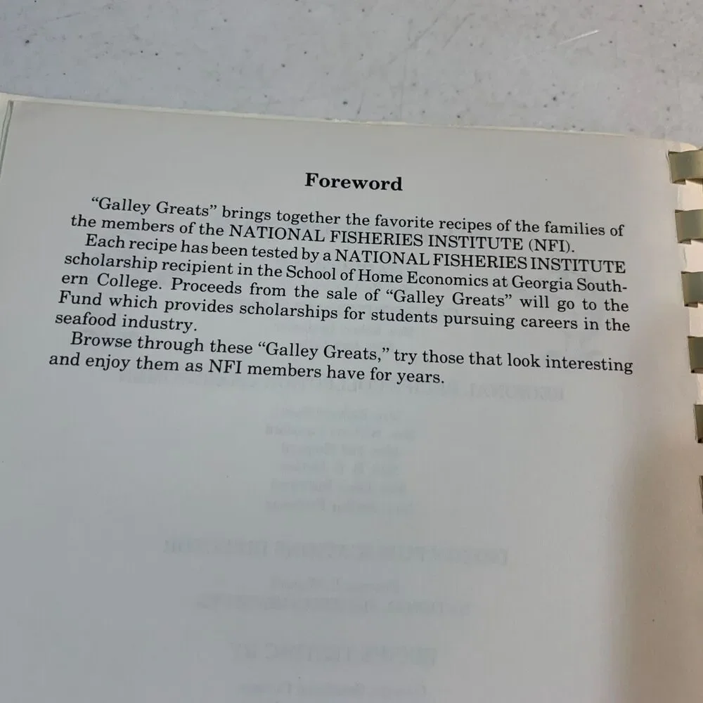 vintage cookbook Galley Greats fish seafood 1982 National Fisheries Institute